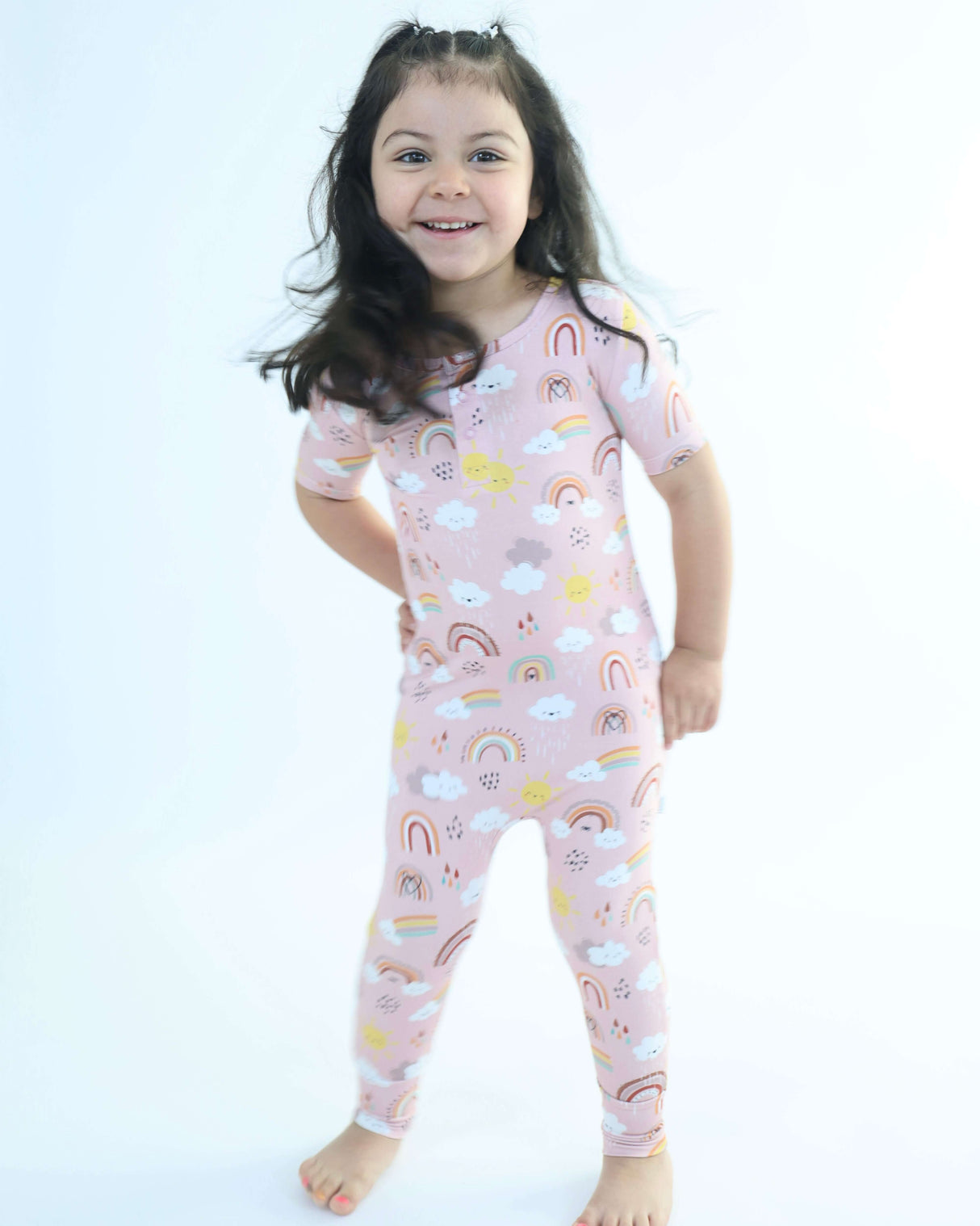 Bamboo Pull Up Romper - Rainnbow