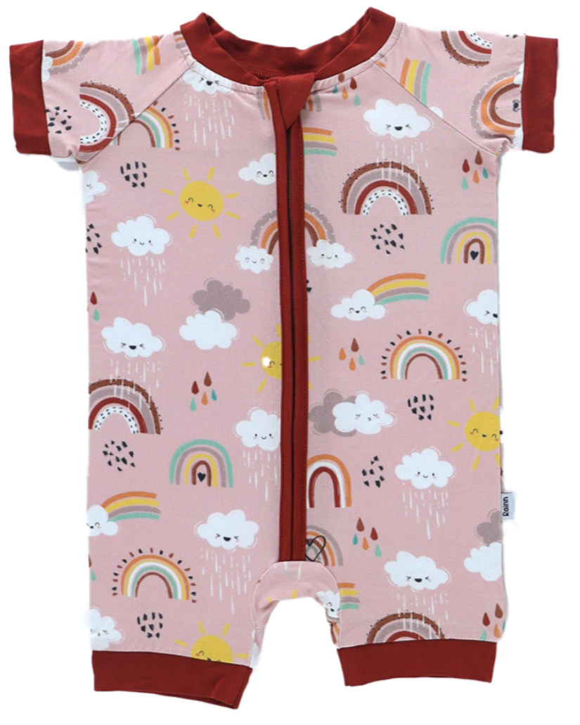 Bamboo Short Romper - Rainnbow