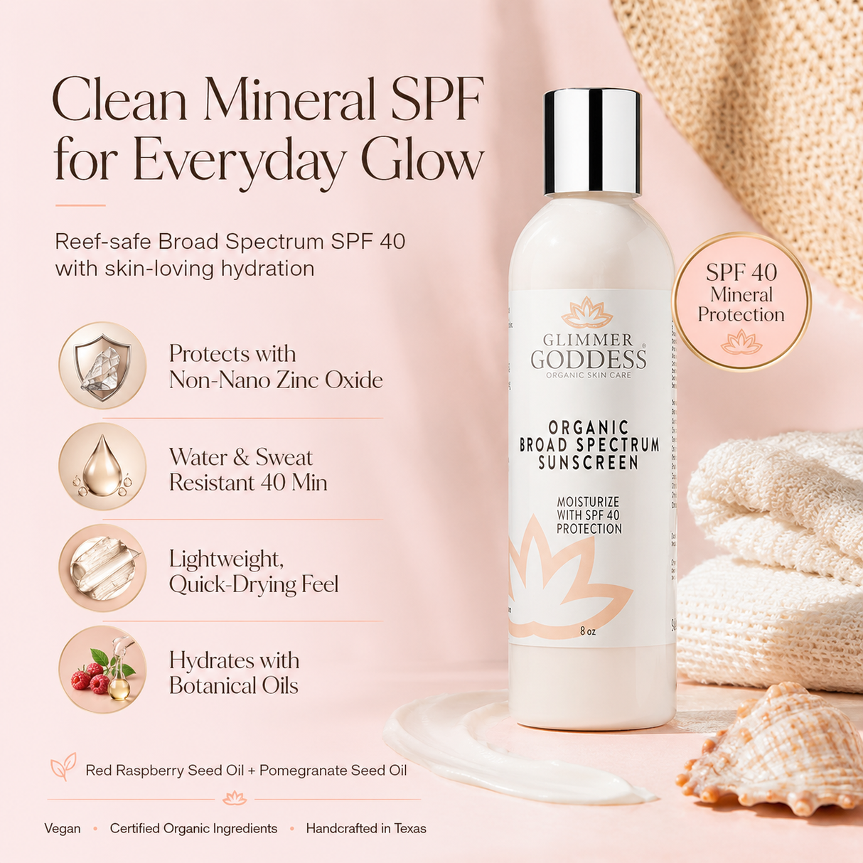 Organic Reef-Safe Sunscreen - Broad Spectrum SPF 40
