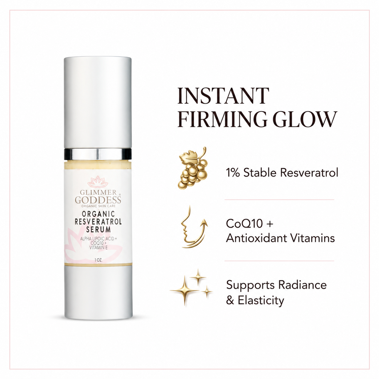 Organic Resveratrol Instant Firming Serum - Visibly Smooths Fine Lines