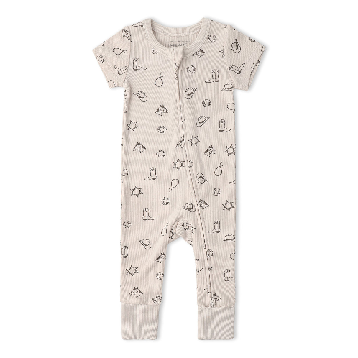 Organic Short Sleeve Zip Romper - Rodeo