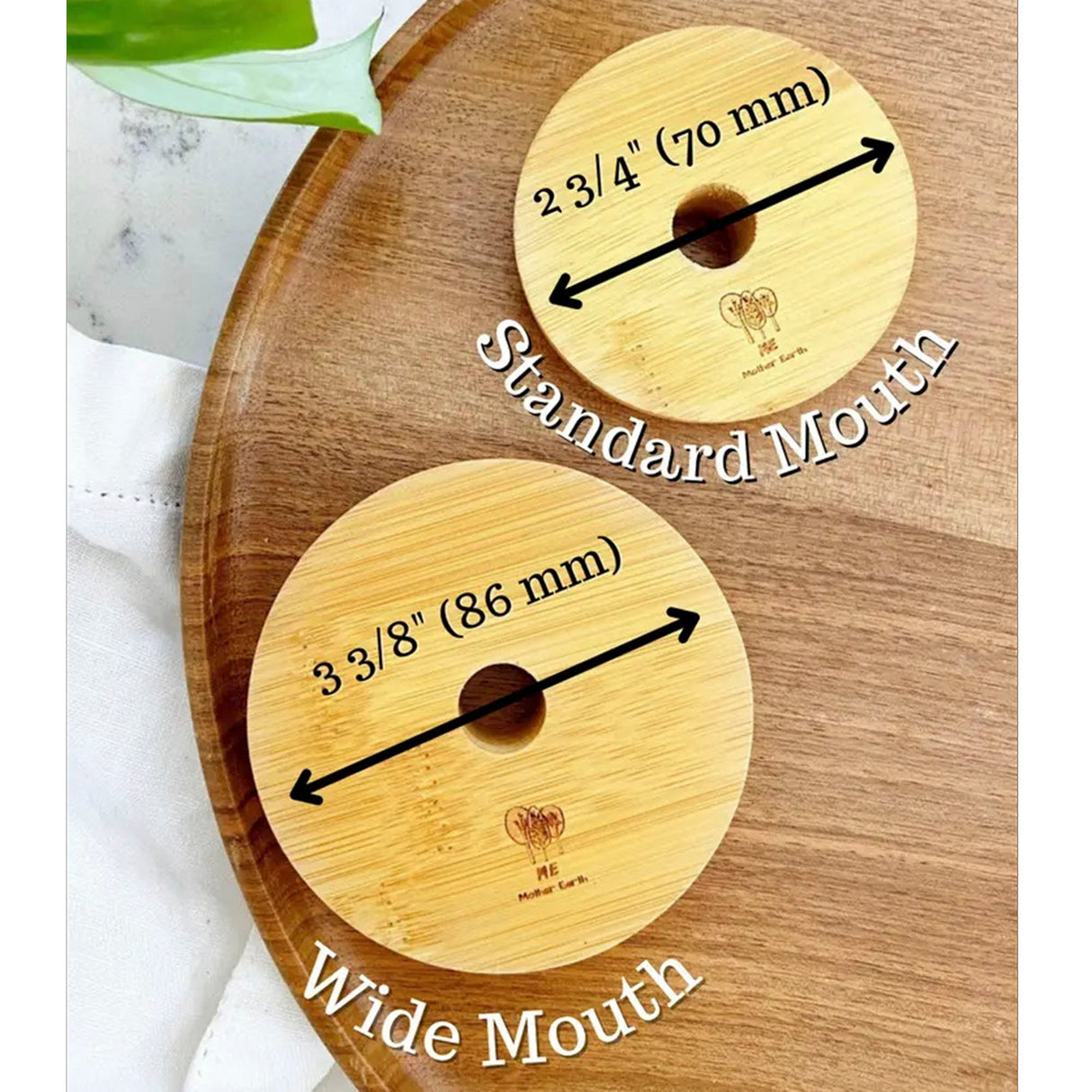 Bamboo Mason Jar Lids with Straw Hole
