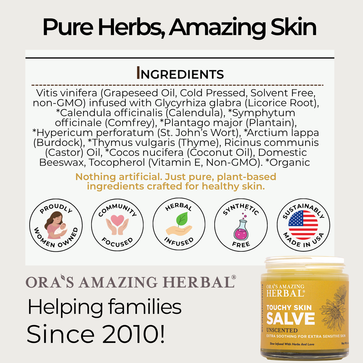 Touchy Skin Salve, Eczema Cream Ointment for Sensitive Skin