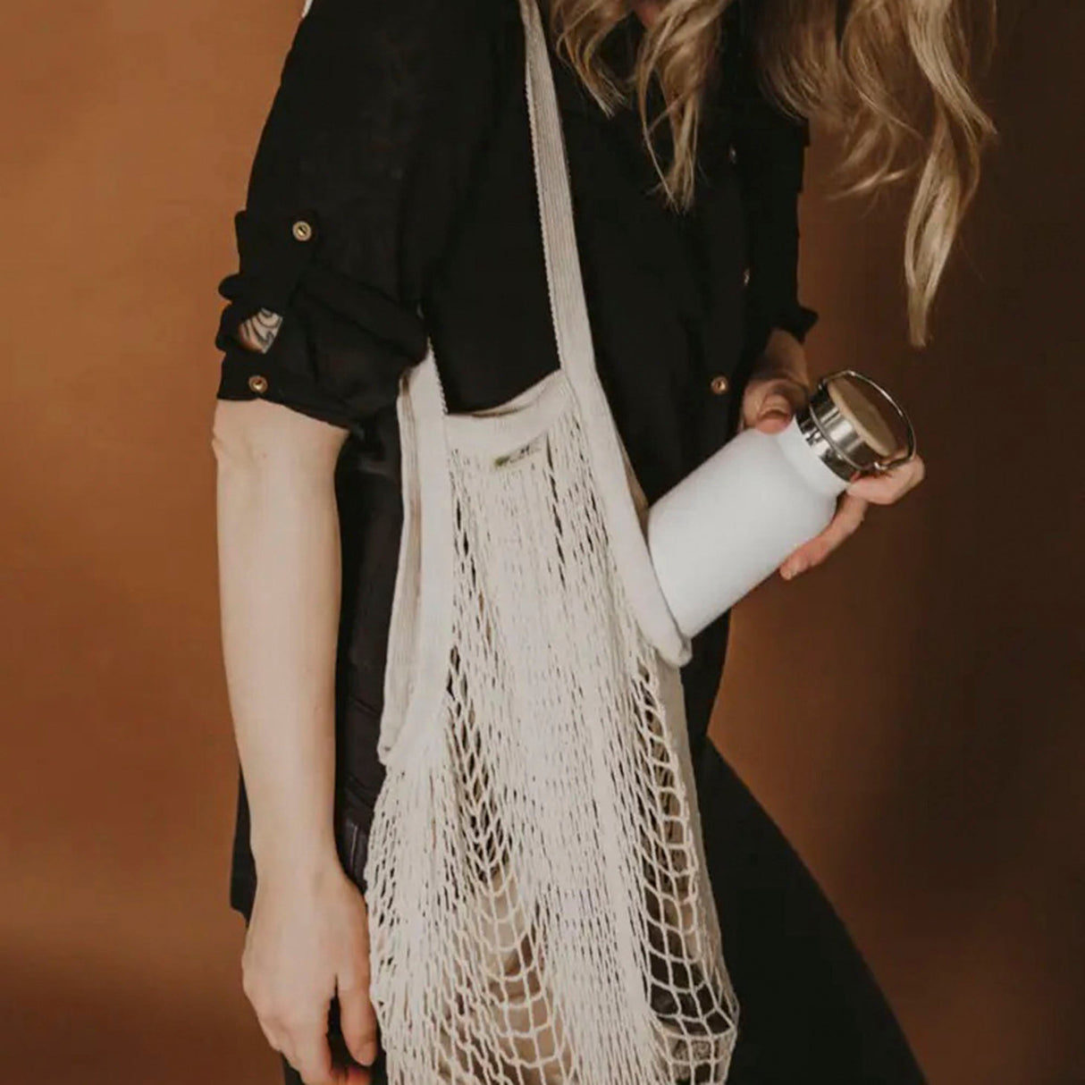 Eco Water Bottle – Stainless Steel with Natural Bamboo Lid