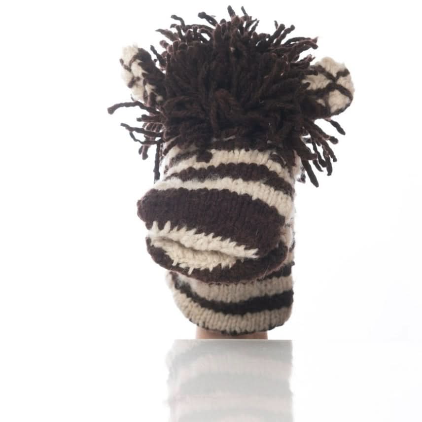 Organic Wool Knit Hand Puppet | Zachary the Zebra