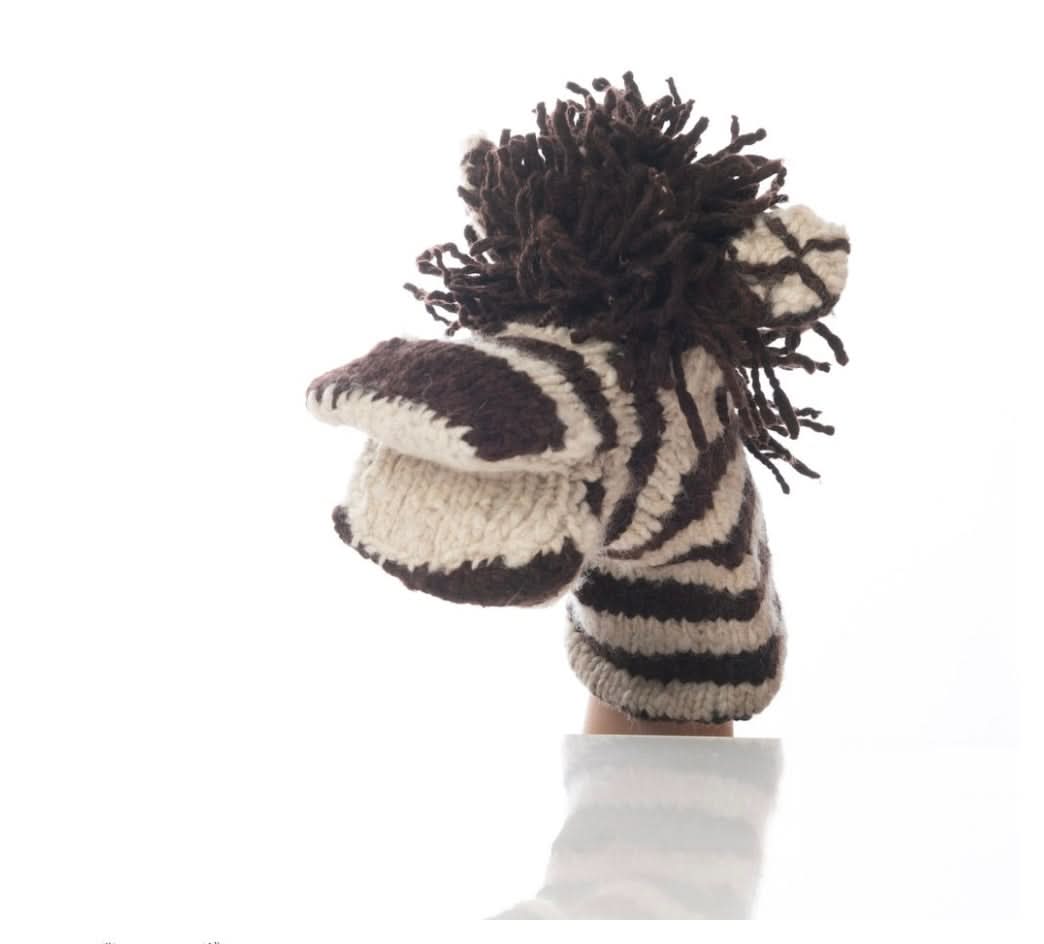 Organic Wool Knit Hand Puppet | Zachary the Zebra