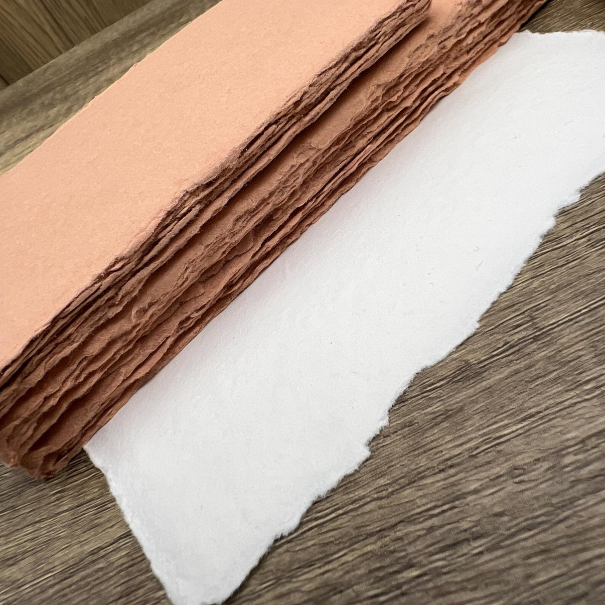 Coral Peach Handmade Cotton Paper (Set of 10)
