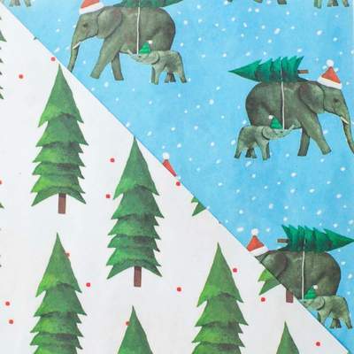 Elephant Tree • Double-Sided Eco Wrapping Paper • Holiday Edition