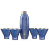 Stainless Steel Cocktail Shaker and Martini Glass Set, Shimmer Blue