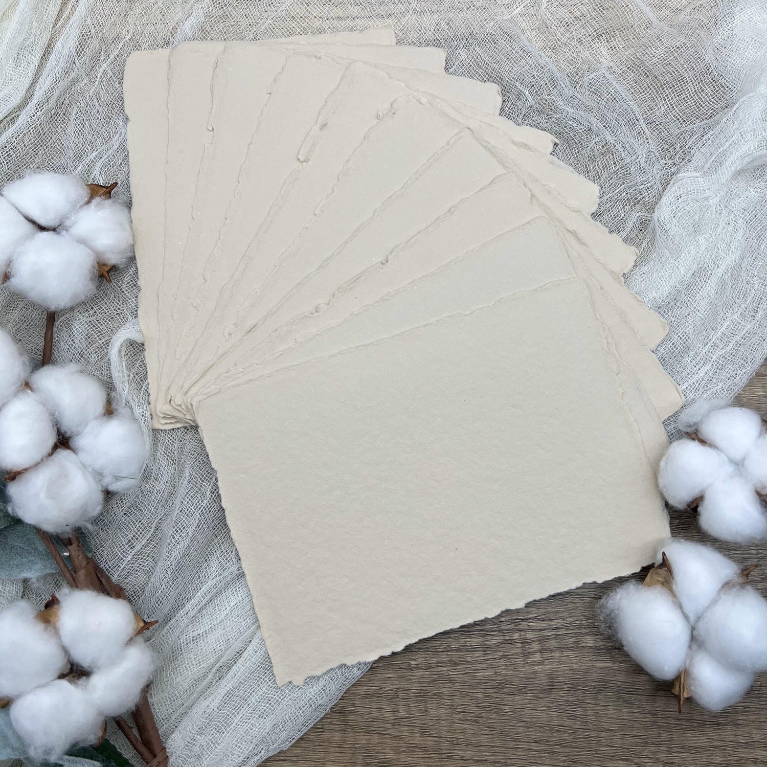 Beige Handmade Cotton Paper (Set of 10)