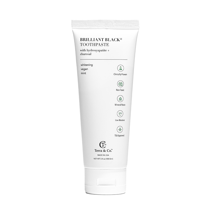 Brilliant Black® Charcoal Whitening Toothpaste with Micro-Hydroxyapatite (Fluoride-Free, Enamel Strength & Sensitive Teeth Relief)