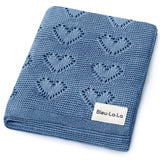 100% Cotton Luxury Knit Heart Swaddle Baby Blanket