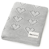 100% Cotton Luxury Knit Heart Swaddle Baby Blanket