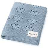 100% Cotton Luxury Knit Heart Swaddle Baby Blanket