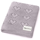 100% Cotton Luxury Knit Heart Swaddle Baby Blanket
