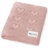 100% Cotton Luxury Knit Heart Swaddle Baby Blanket