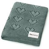100% Cotton Luxury Knit Heart Swaddle Baby Blanket