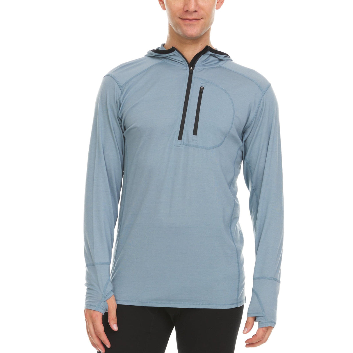 Microweight - Men's Wool 1/4 Zip Sun Hoodie Woolverino