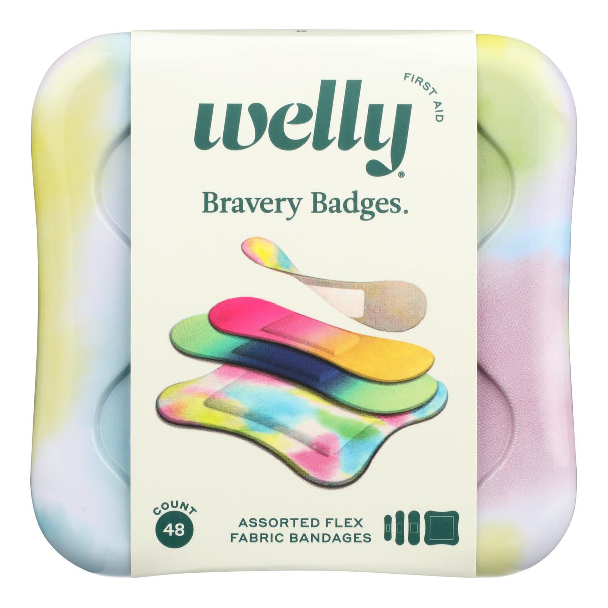 Welly First Aid Bravery Bandages Assorted Colorwash - 48 Count