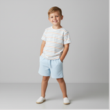 Organic Terry Tee & Shorts Set - Cabana Stripes