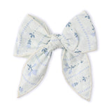 Organic Hair Bow Clip - Blue Vines