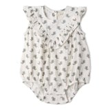 Organic Sleeveless Ruffle Bubble Romper - Poppy