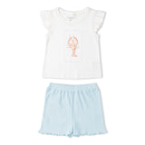 Organic Sleeveless Flutter Top & Shorts Set - Lobster