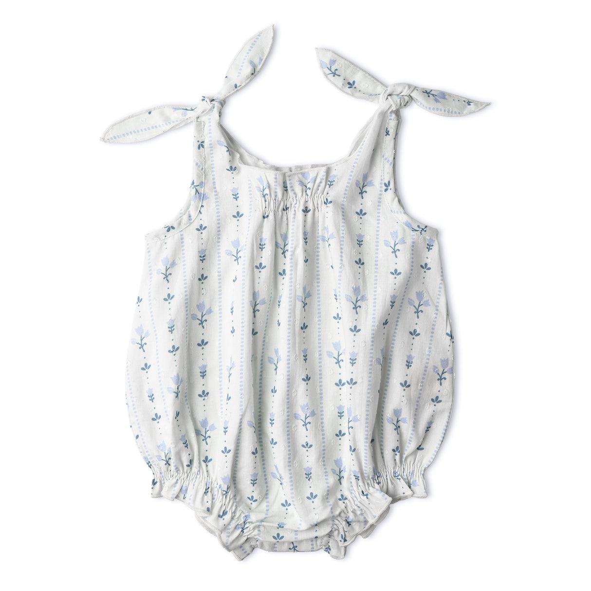 Organic Tie Shoulder Bubble Romper - Blue Vines
