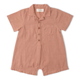 Organic Collared Romper - Clay