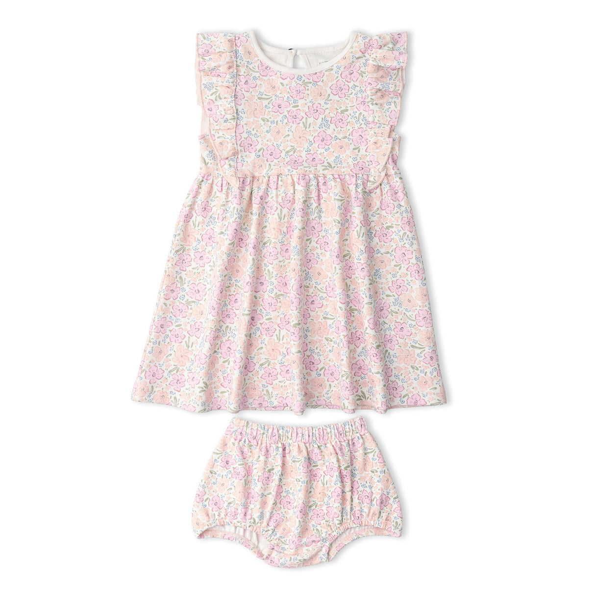 Organic Flutter Dress - Peony