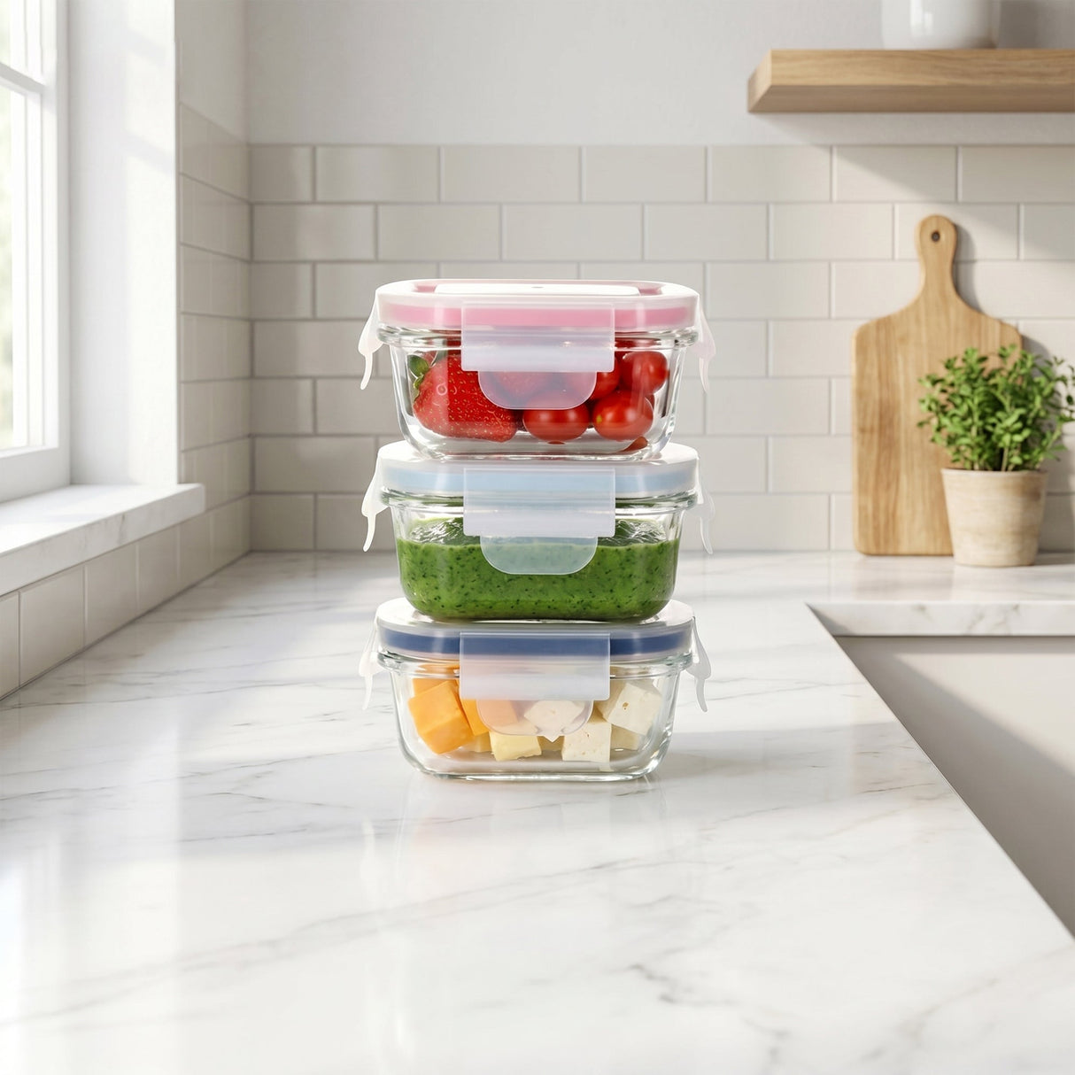 Mini Glass Container Set - Rectangular (Vanilla)