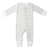 Organic 2-Way Zip Romper - Fog Stripes