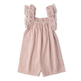 Organic Flutter Jumpsuit - Coral Stripes