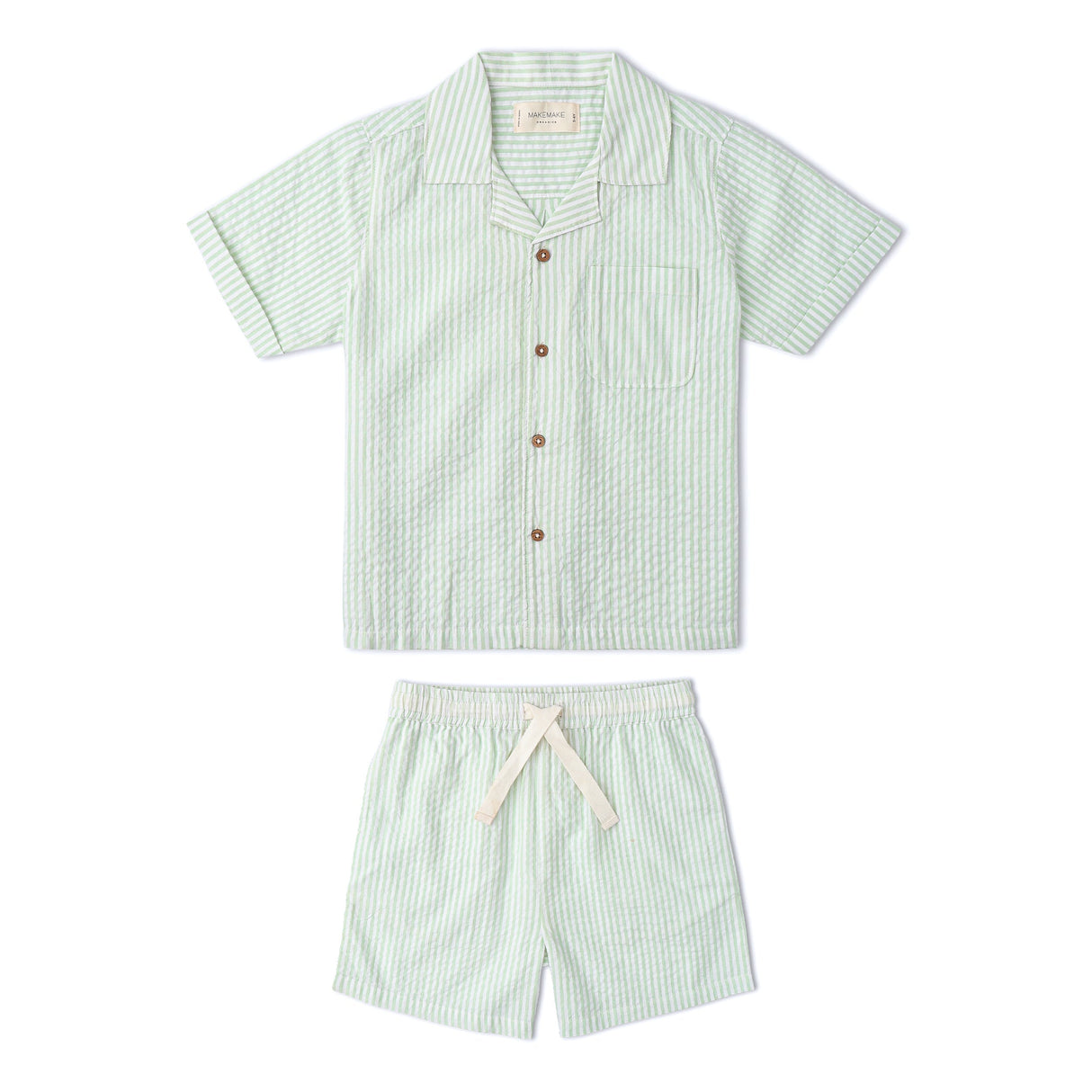 Organic Shirt & Shorts Set - Basil Stripes