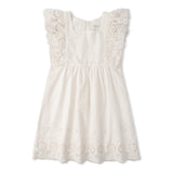 Organic Eyelet Flutter Dress - Ivory Eyelet