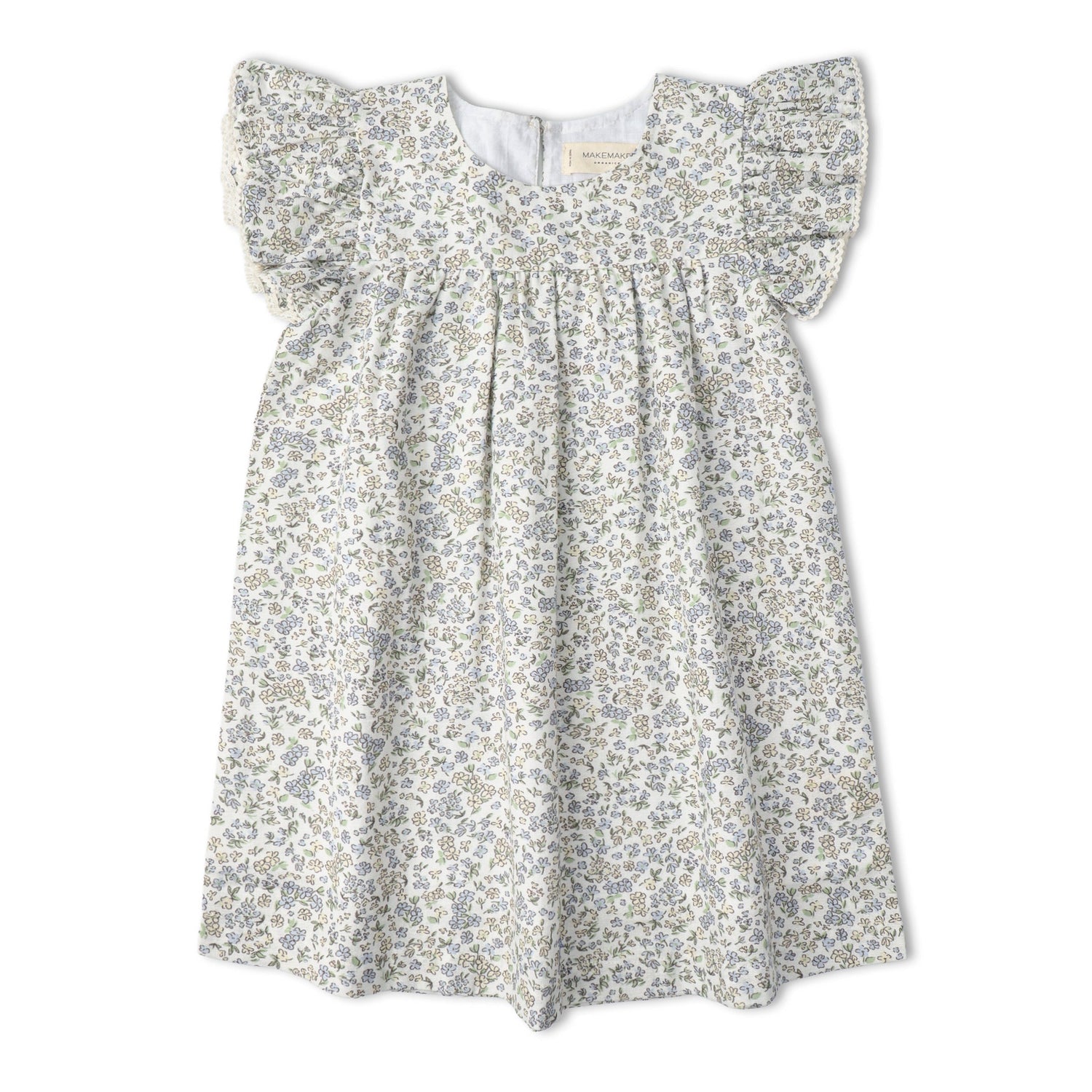 Organic Short Sleeve Flutter Dress - Tulle Floral