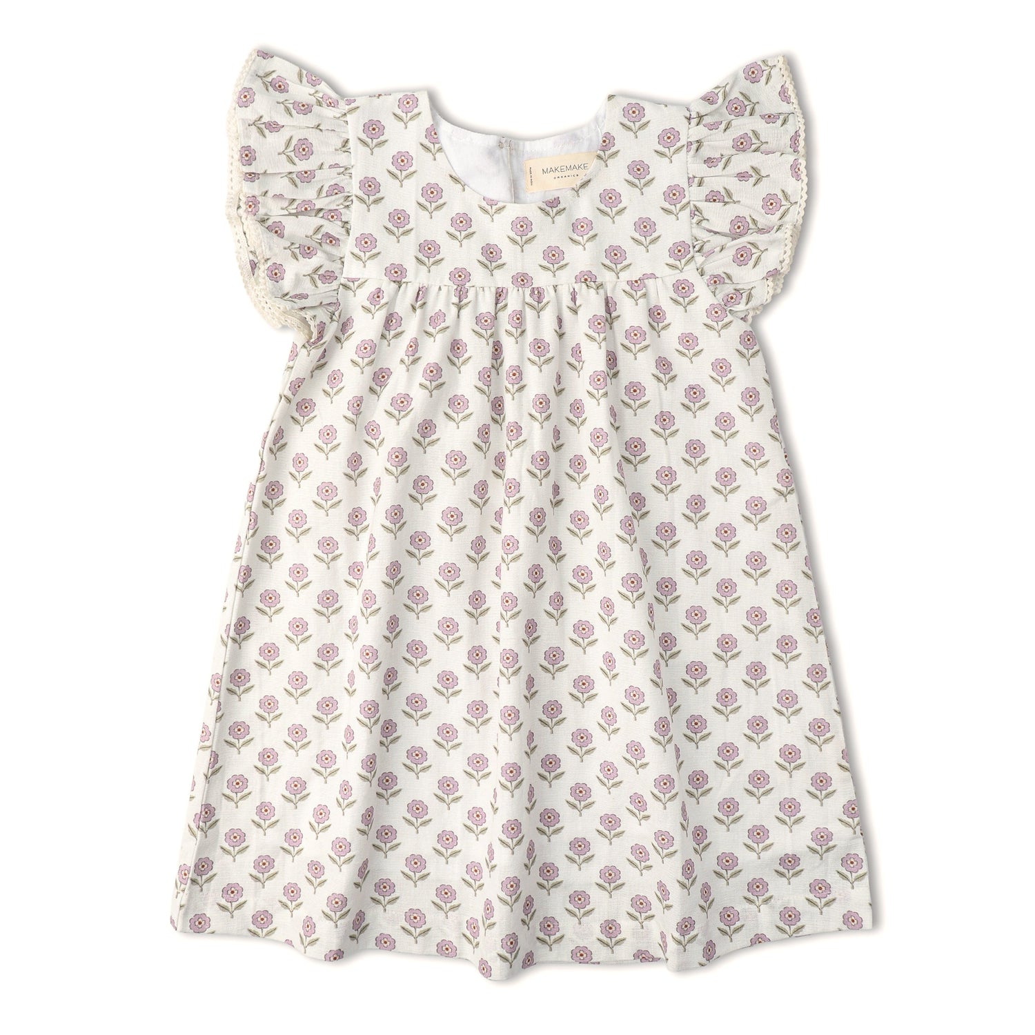 Organic Short Sleeve Flutter Dress - Lavender