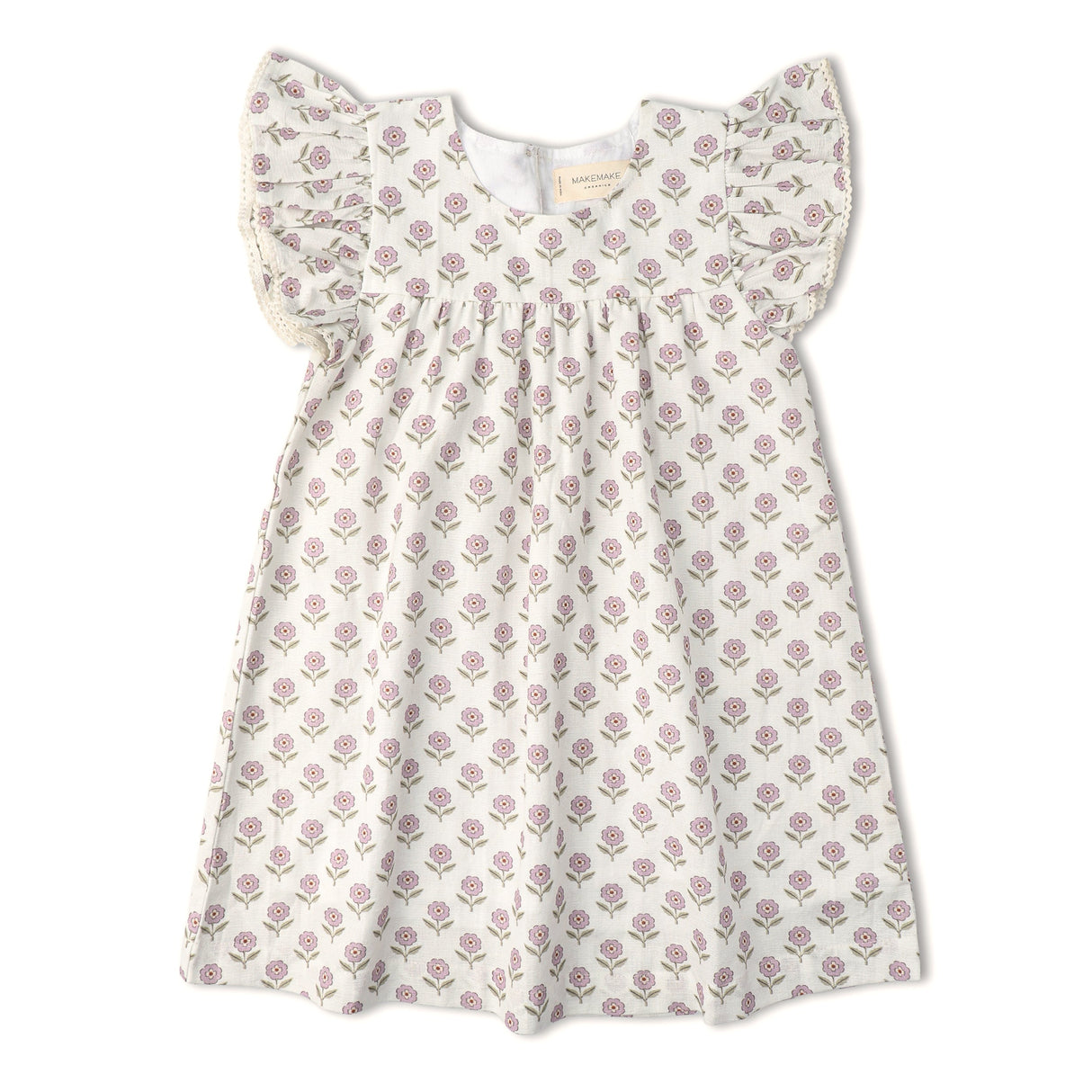 Organic Short Sleeve Flutter Dress - Lavender
