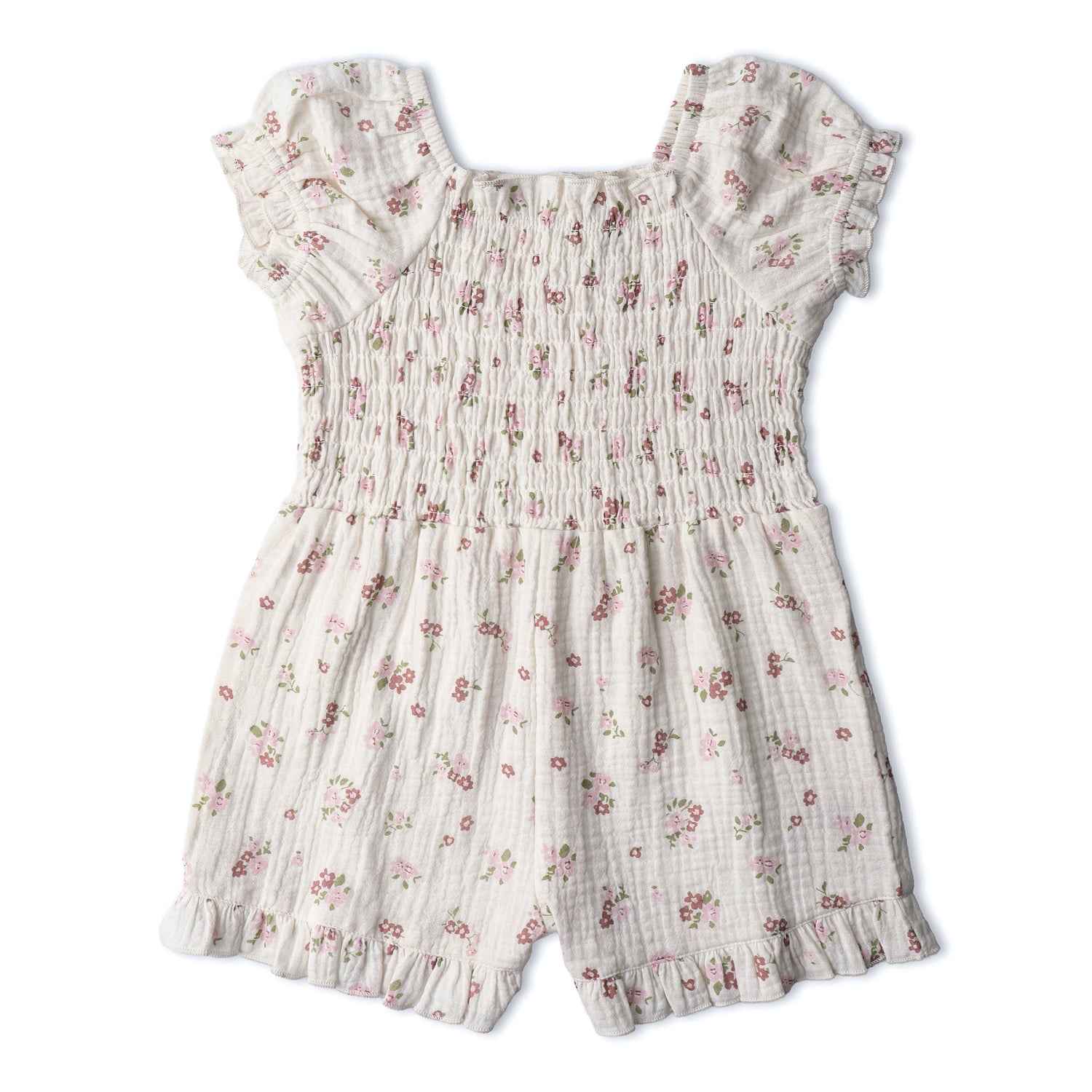 Organic Smocked Jumpsuit - Blush Floral