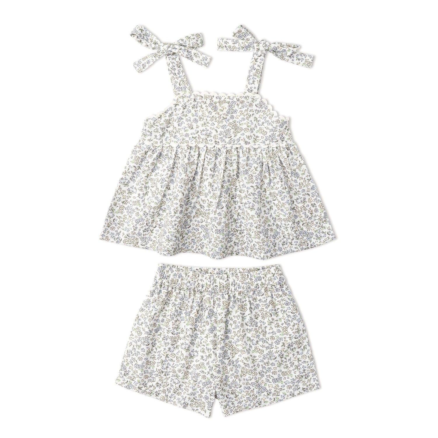 Organic Tie Up Top & Shorts Set - Tulle Floral