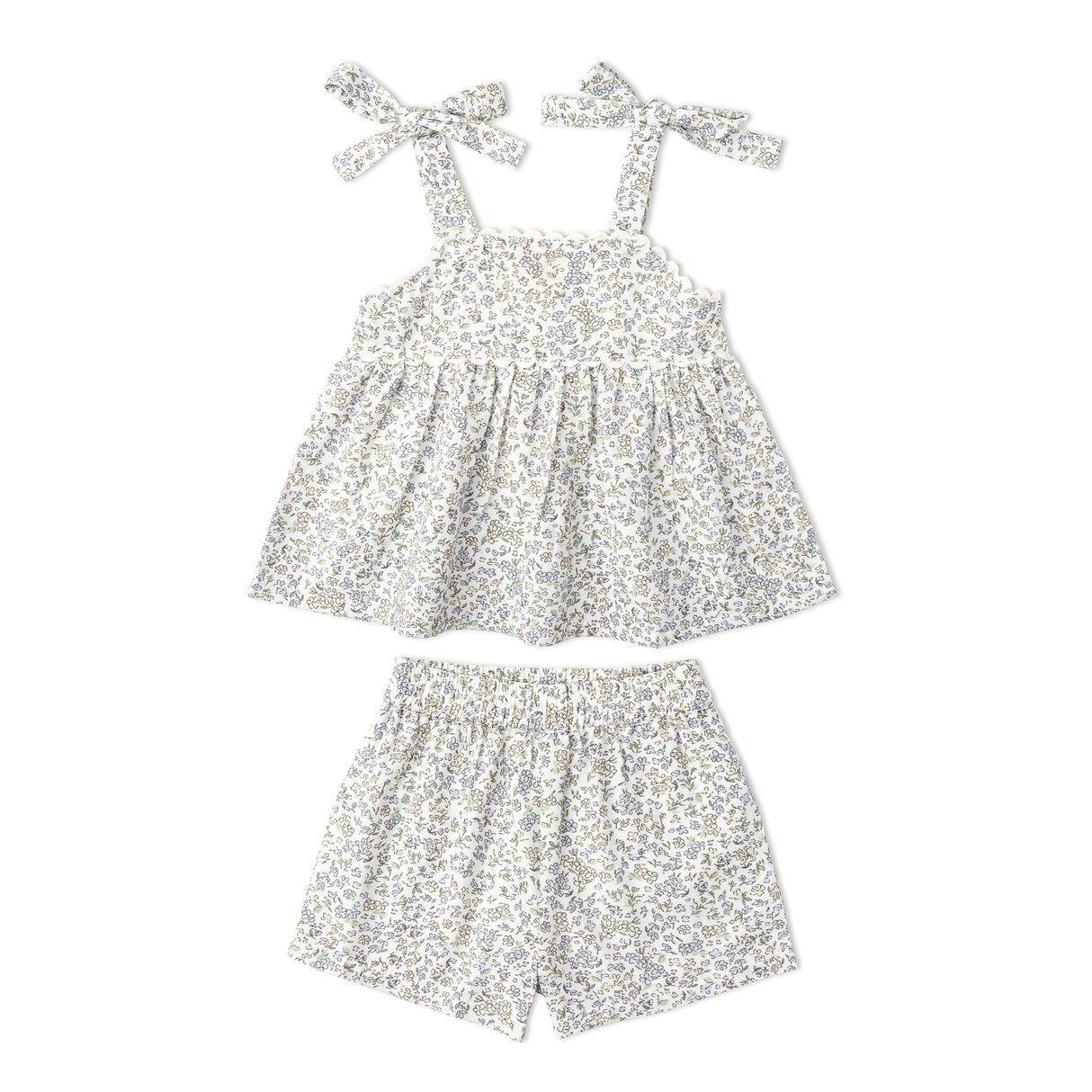 Organic Tie Up Top & Shorts Set - Tulle Floral