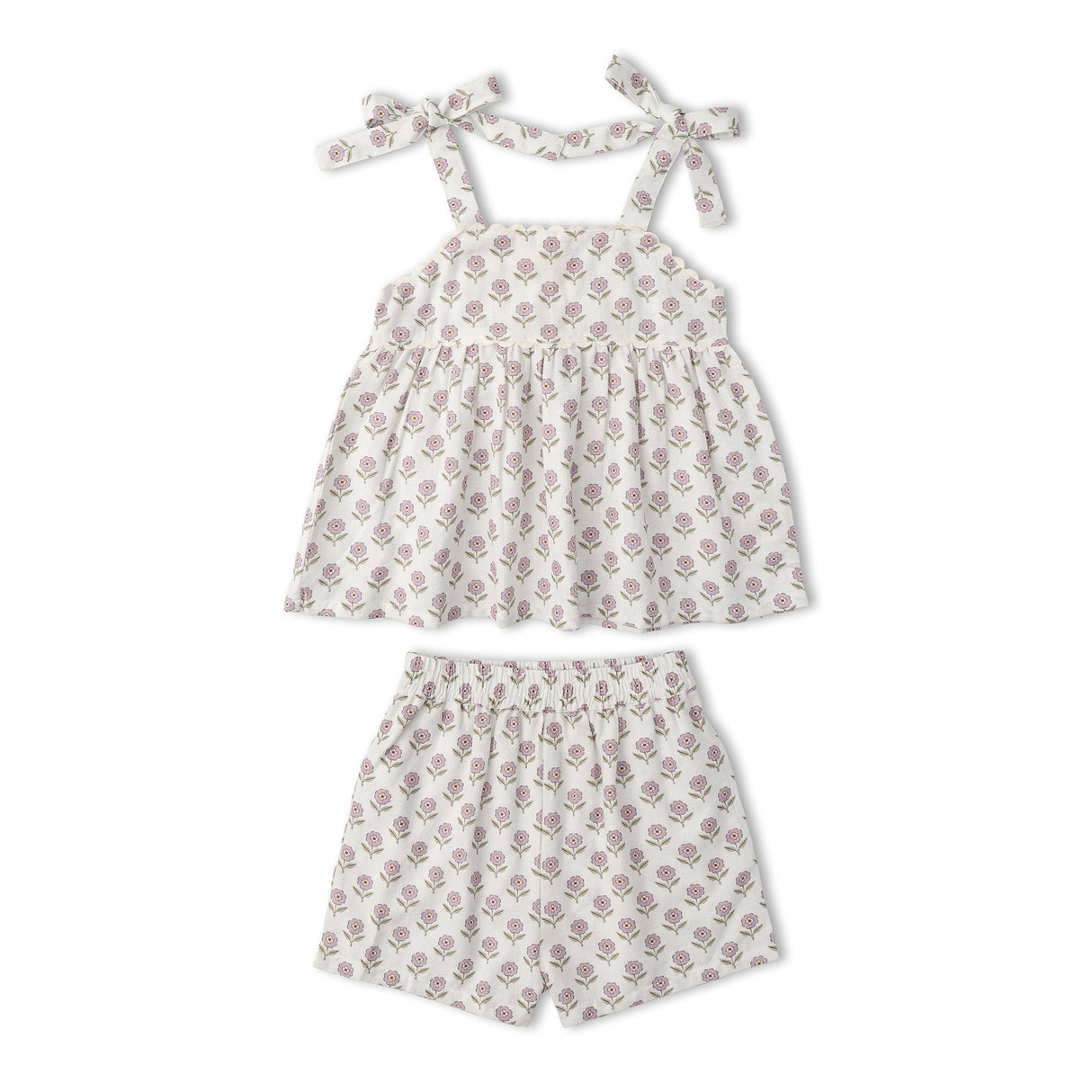 Organic Tie Up Top & Shorts Set - Lavender