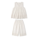 Organic Eyelet Top And Pant Set - Ivory Eyelet