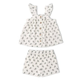 Organic Flutter Top & Shorts Set - Poppy