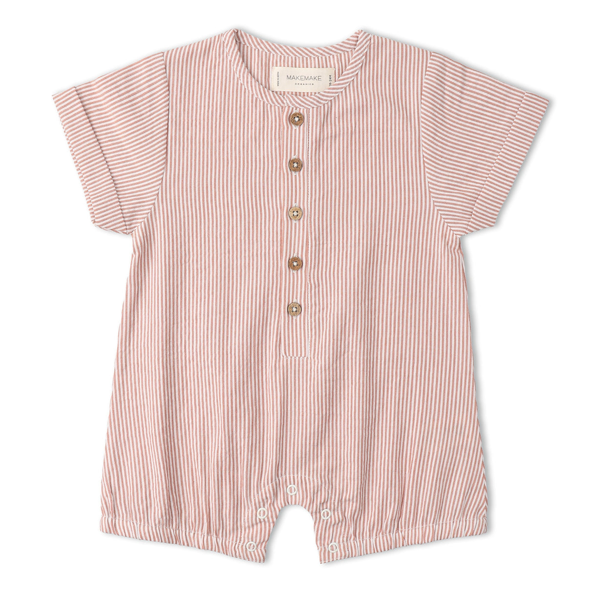 Organic Short Bubble Romper - Coral Stripes