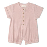 Organic Short Bubble Romper - Coral Stripes