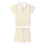 Organic Collar Tee & Shorts Set - Dotty Gingham