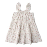 Organic Ruffle Tiered Dress - Blush Floral
