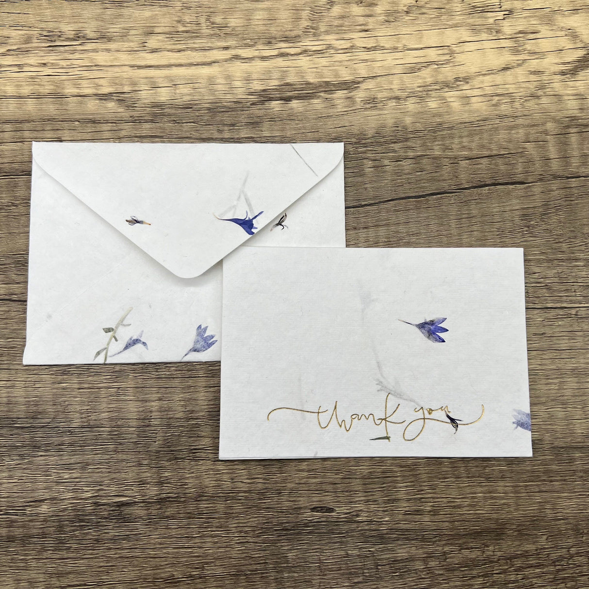 24 Piece Handmade Flower Petal Cotton Paper Thank You Card Set