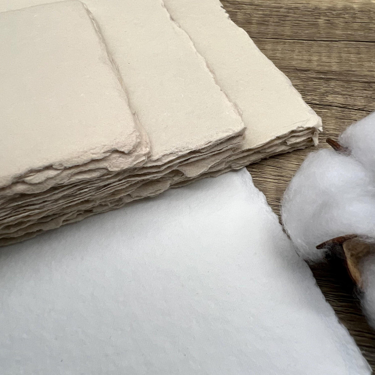 Beige Handmade Cotton Paper (Set of 10)